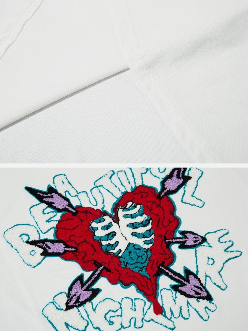 Blanche  T Shirts Aelfric Eden Heart-shaped Embroidery Print Tee - HXJ-4629349